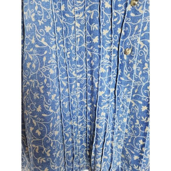 Denim & Co. Women Blue w/White Floral Denim Button Up Shacket size Large - Picture 5 of 9